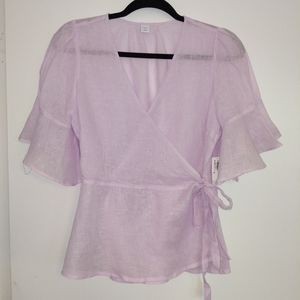 Lilac Old Navy Wrap Blouse w/Flutter Sleeves - M